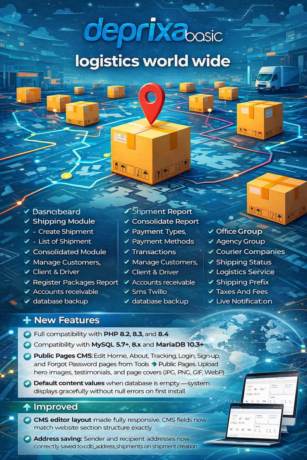 Deprixa Basic — PHP Courier System | Parcel Delivery, Shipping, Tracking, Invoice & Online Payments