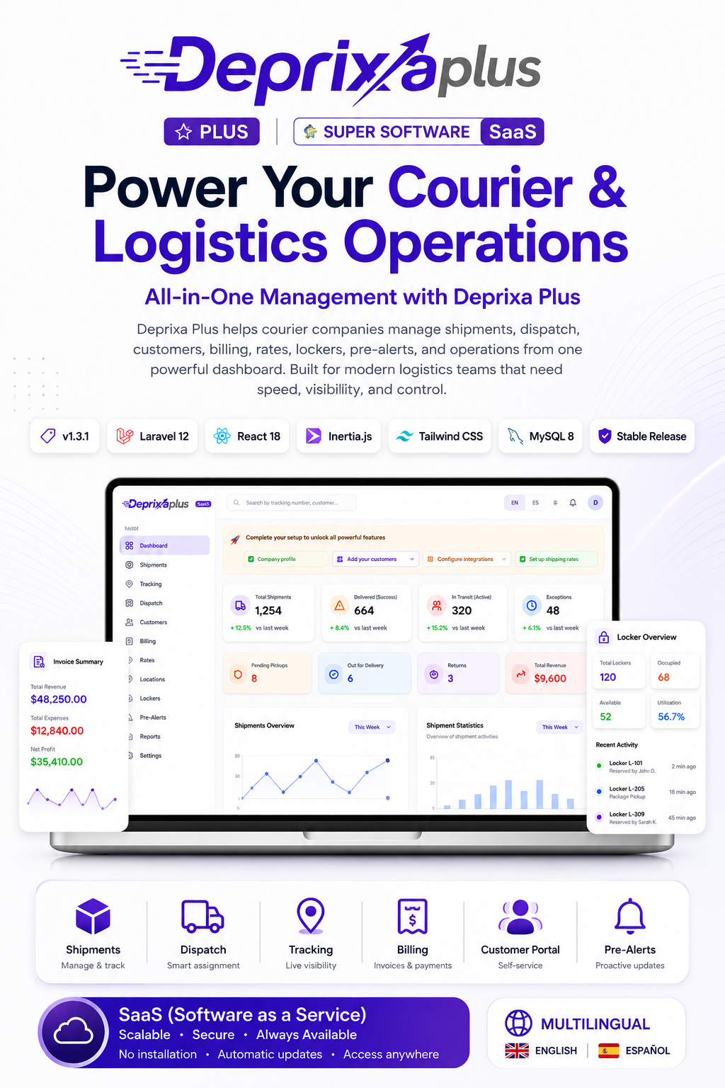 Deprixa Plus - All-in-One Courier and Logistics SaaS Platform Features Overview